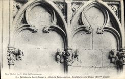 CPA Carcassonne Cathedrale Saint Nazaire Sculptures du choeur
