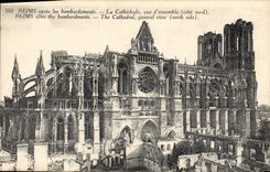 VINTAGE POSTCARD Rheims the cathedral militaria