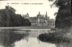 VINTAGE POSTCARD Chantilly the castle seen of the English garden