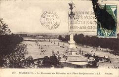 Burdeos de la POSTAL de la VENDIMIA el monumento de Gironda y del lugar del Quincunxes