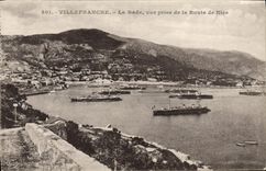 CPA Villefranche La rade vue prise de la route de Nice Bateaux