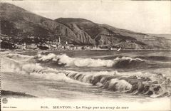CPA Menton La plage par un coup de mer