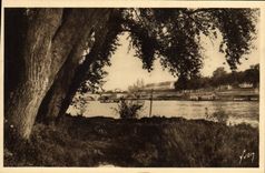 VINTAGE POSTCARD Tours Edges of the Loire the stone cathedral and bridge