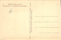 VINTAGE POSTCARD Tours Edges of the Loire the stone cathedral and bridge