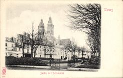 VINTAGE POSTCARD Tours Garden of the archbishop's palace