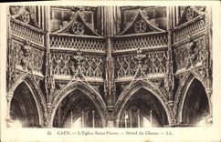 VINTAGE POSTCARD Caen Church Saint Pierre Detail of the chorus