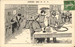 CPA Scenes des PTT La receveuse