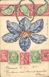 VINTAGE POSTCARD Stamps Flowers