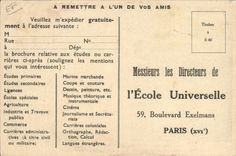 VINTAGE POSTCARD Paris Ecole Universal the special post office Paris 100 has universal School