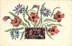 VINTAGE POSTCARD Stamps Sower Napoleon Coronation