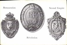CPA Plaques postales postillon et courriers Restauration Second Empire