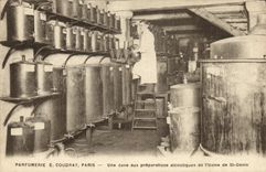 VINTAGE POSTCARD Parfurmerie Parfum Charms Coudray France a cellar with the alcoholic preparations of the factory of St Denis