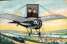 CPA Photographie Enfants Avion