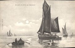 VINTAGE POSTCARD Boat of sin Boat of sin in the twilight