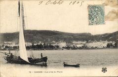 VINTAGE POSTCARD Boat of Cannes sin Seen from of the headlight