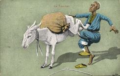 Orientalism de la POSTAL de la VENDIMIA la mula del asno del tacto