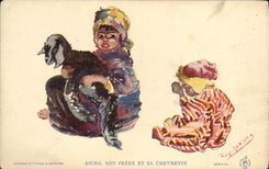 CPA Orientalisme Aicha Son frere et sa chevrette Chevre