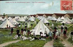 VINTAGE POSTCARD Militaria Field of fire of Chambaran Seen of a camping