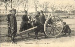 CPA Militaria Artillerie Changement de la piece