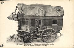 VINTAGE POSTCARD Musee Carnavalet Diligence of the Royal Transport Line of Paris has Strasbourg about 1830