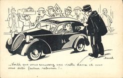 VINTAGE POSTCARD Post offices Car