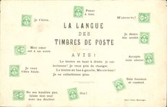 CPA La langue des timbres de Poste Suisse
