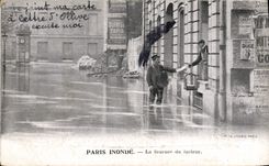 VINTAGE POSTCARD Paris floods Inondations the round of the factor