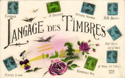 CPA Langage des timbres Semeuse