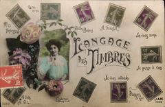 CPA Langage des timbres Semeuse