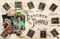 CPA Langage des timbres Semeuse 