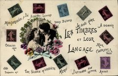 CPA Les timbres et leur langage Semeuse
