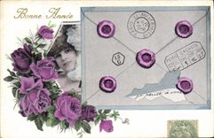 VINTAGE POSTCARD Woman Letter