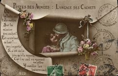 CPA Poste des Armees Langage des cachets Militaria