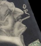 VINTAGE POSTCARD Greedy Surrealism Women Tobacco Cigarettes