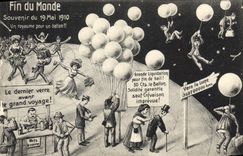 VINTAGE POSTCARD Surrealism End of the world on May 19th, 1910 a kingdom for a balloon
