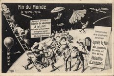 CPA Surrealisme Fin du monde le 19 mai 1910 Echelle de sauvetage a la lune