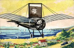 CPA Fantaisie Photographie Enfant Avion
