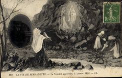 CPA Fantaisie Photographie Homme La vie de Bernadette La premiere apparition 11 fevrier 1858