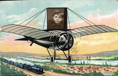 CPA Fantaisie Photographie Enfant Avion