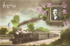 CPA Fantaisie Photographie Homme Train 