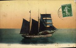 VINTAGE POSTCARD Boat of sin Three Chechmates into full sea