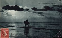 Tiempo del caballo de la calma del pecador de la pesca de la POSTAL de la VENDIMIA