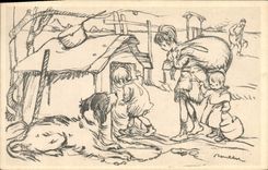 CPA Fantaisie Illustrateur Poulbot Chien 