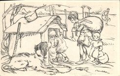 CPA Fantaisie Illustrateur Poulbot Chien 