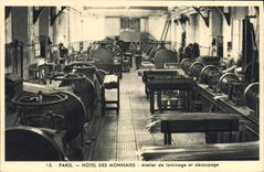 VINTAGE POSTCARD Paris Mint Workshop of rolling and cutting