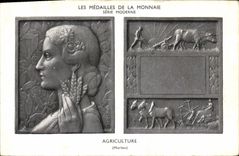 VINTAGE POSTCARD Currencies Medals of the currency Agriculture