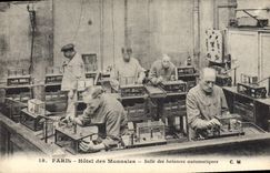 VINTAGE POSTCARD Paris Mint Room of the patent weighing machines