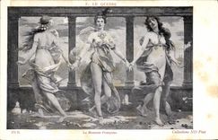 VINTAGE POSTCARD Currencies F Quesne the French currency