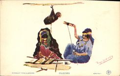 VINTAGE POSTCARD North Africa Fantasy Illustrator Ropemaking machines