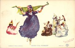 VINTAGE POSTCARD North Africa Fantasy Illustrator Ouled Nail dancing